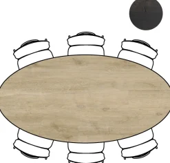 Hot XOOON Arvada ellipsvormige eiken eettafel met metalen poten 220x110cm