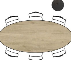 Clearance XOOON Arvada ellipsvormige eiken eettafel met metalen poten 250x110cm