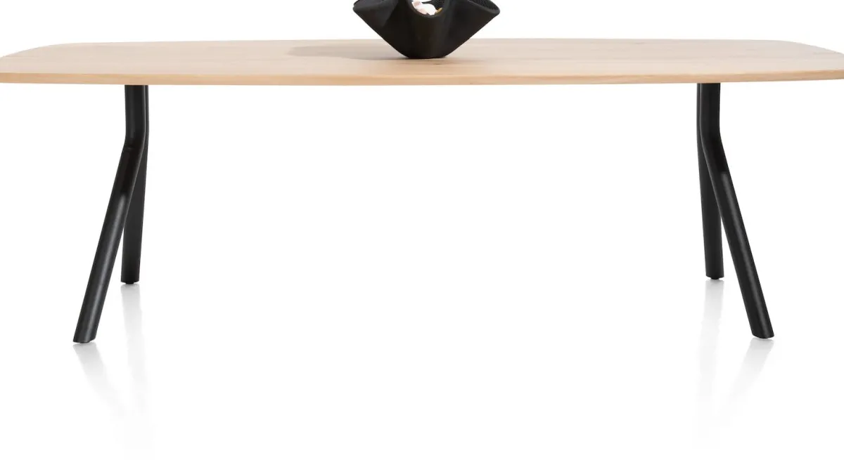 Clearance XOOON Arvada ovale eiken eettafel met zwart metalen poten 160x100cm