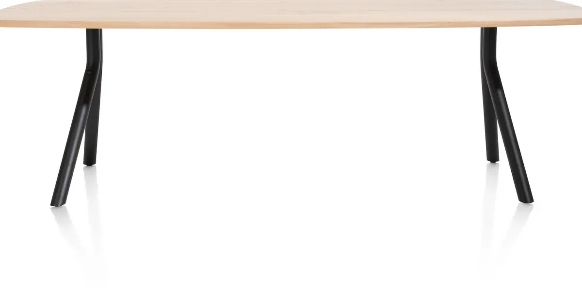 Clearance XOOON Arvada ovale eiken eettafel met zwart metalen poten 160x100cm