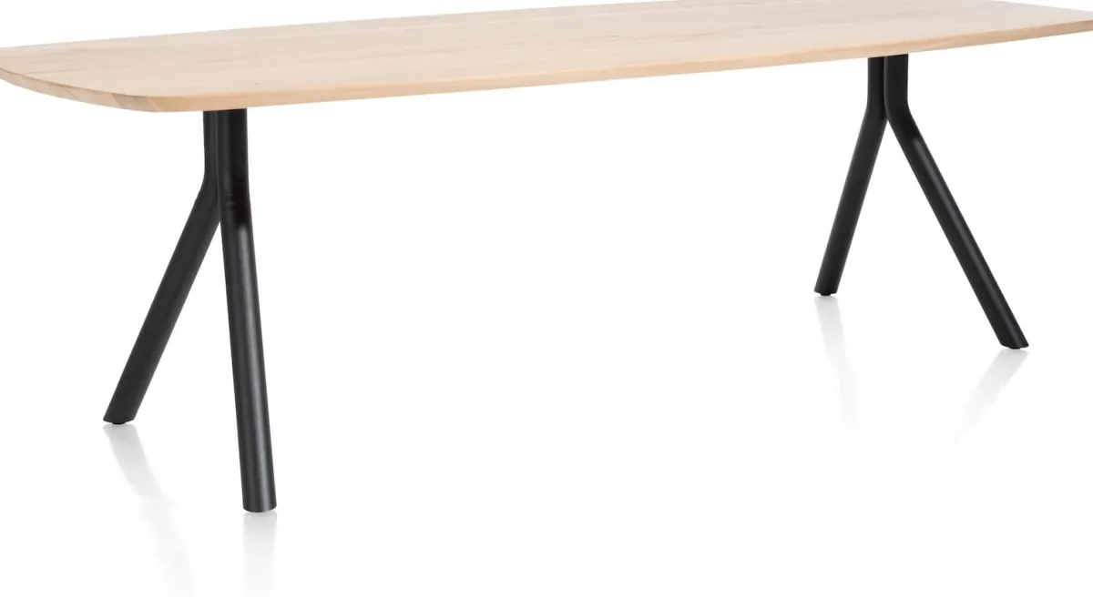 Clearance XOOON Arvada ovale eiken eettafel met zwart metalen poten 160x100cm