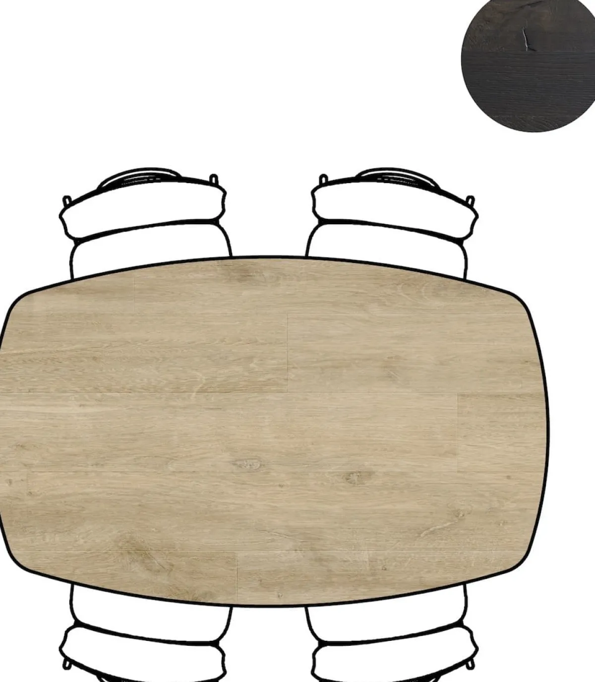 Clearance XOOON Arvada ovale eiken eettafel met zwart metalen poten 160x100cm