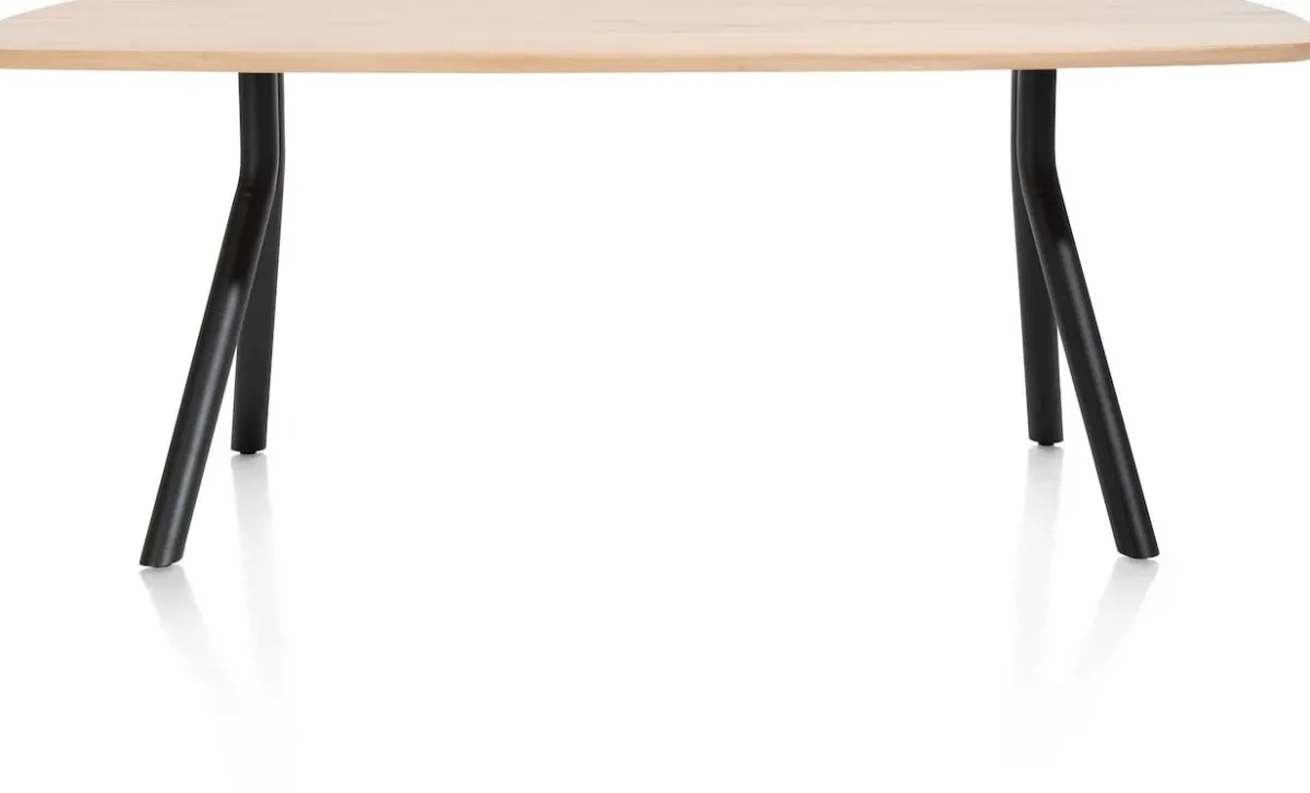 Clearance XOOON Arvada ovale eiken eettafel met zwart metalen poten 160x100cm