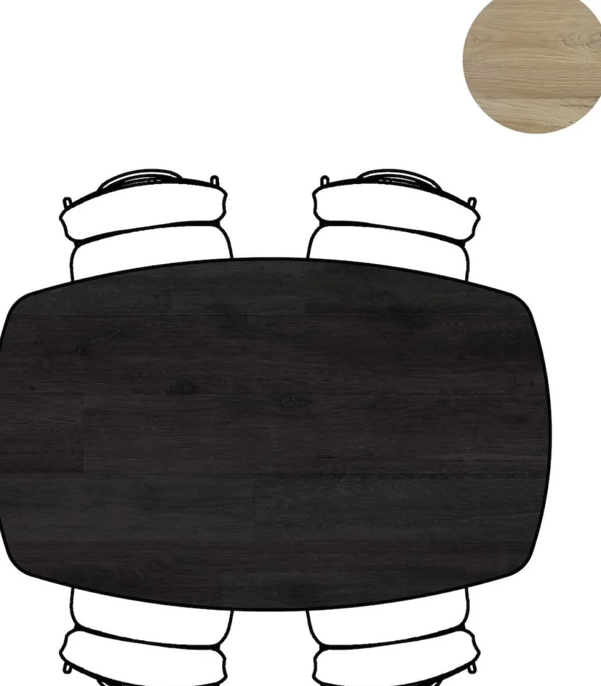 XOOON Arvada ovale eiken eettafel met zwart metalen poten 160x100cm