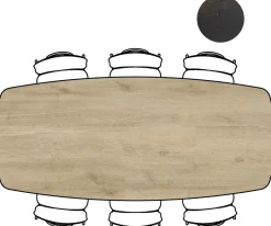 Sale XOOON Arvada ovale eiken eettafel met zwart metalen poten 250x110cm