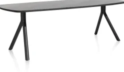 Online XOOON Arvada ovale eiken eettafel met zwart metalen poten 220x110cm