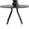 XOOON Arvada ronde eiken eettafel met zwart metalen poot 140cm
