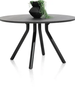 XOOON Arvada ronde eiken eettafel met zwart metalen poot 140cm