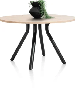 New XOOON Arvada ronde eiken eettafel met zwart metalen poot 140cm