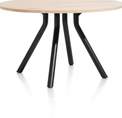 Clearance XOOON Arvada ronde eiken eettafel met zwart metalen poot 125cm