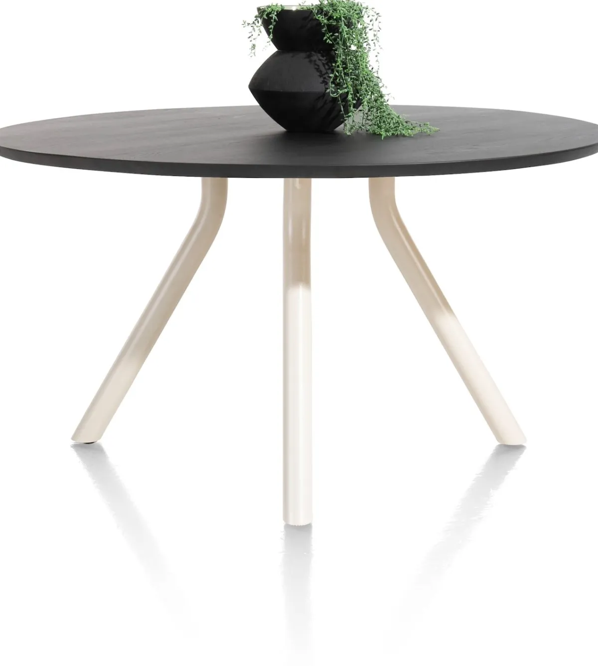 Discount XOOON ARVADA tafel 125 cm - rond - centrale poot Nebbia - onyx