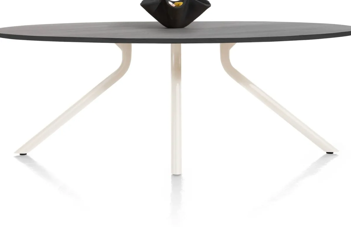 Hot XOOON ARVADA tafel 220 x 110 cm - ellips - centrale poot Nebbia - onyx