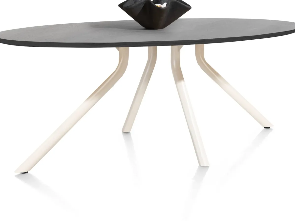 Hot XOOON ARVADA tafel 220 x 110 cm - ellips - centrale poot Nebbia - onyx