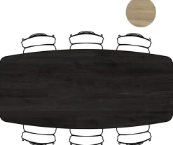 Hot XOOON ARVADA tafel 220 x 110 cm - ovaal - centrale poot Nebbia - onyx