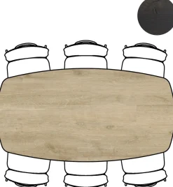 Discount XOOON ARVADA tafel 190 x 100 cm - ovaal - centrale poot Nebbia