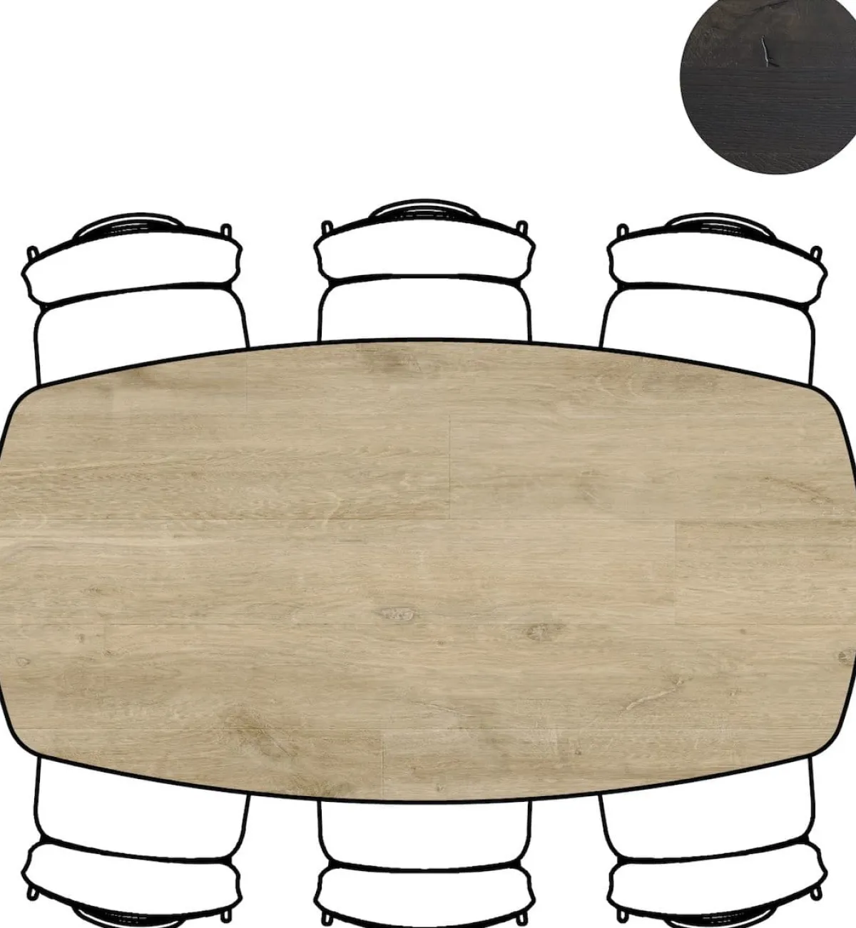 Discount XOOON ARVADA tafel 190 x 100 cm - ovaal - centrale poot Nebbia