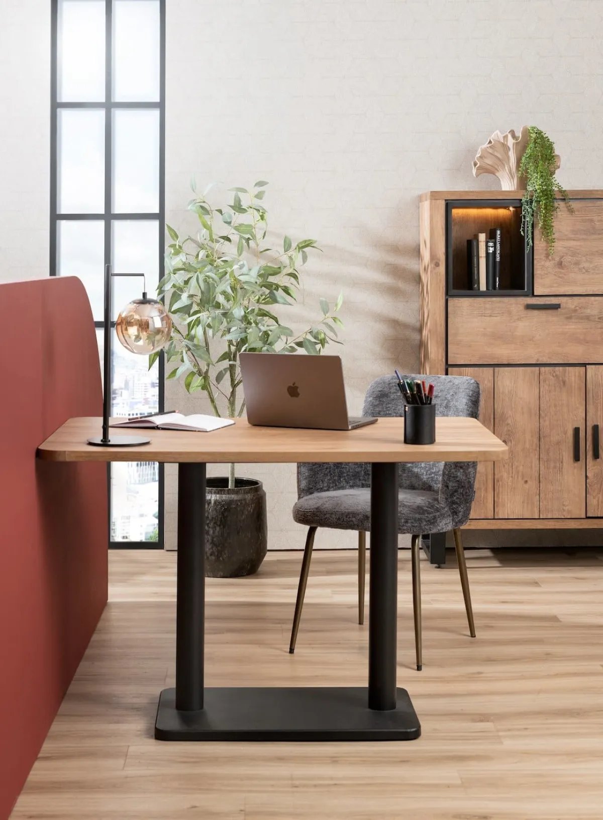 XOOON Brest bistrotafel vintage oak (120x75cm) kleur Zwart