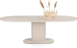 Best XOOON Brianto, eetkamertafel 240 x 100 cm - keramiek blad Travertin - Creme