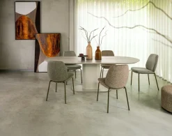 Best XOOON Brianto, eetkamertafel 240 x 100 cm - keramiek blad Travertin - Creme