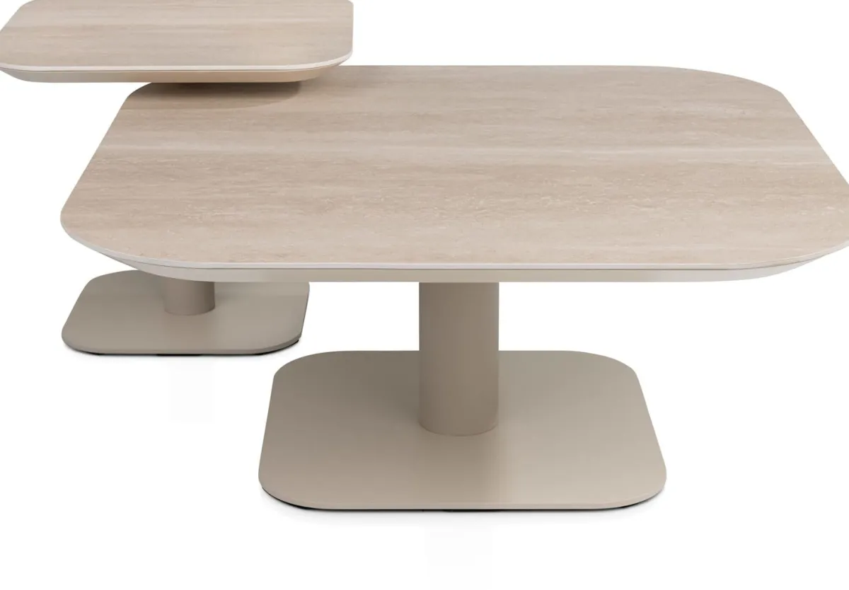 Hot XOOON Brianto, salontafel 90 x 90 cm - keramiek blad Travertin