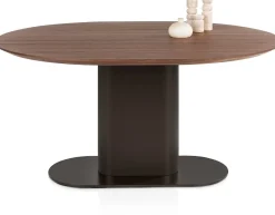 Discount XOOON Brianza, eetkamertafel 150 x 120 cm - walnoot fineer - Steel Brown
