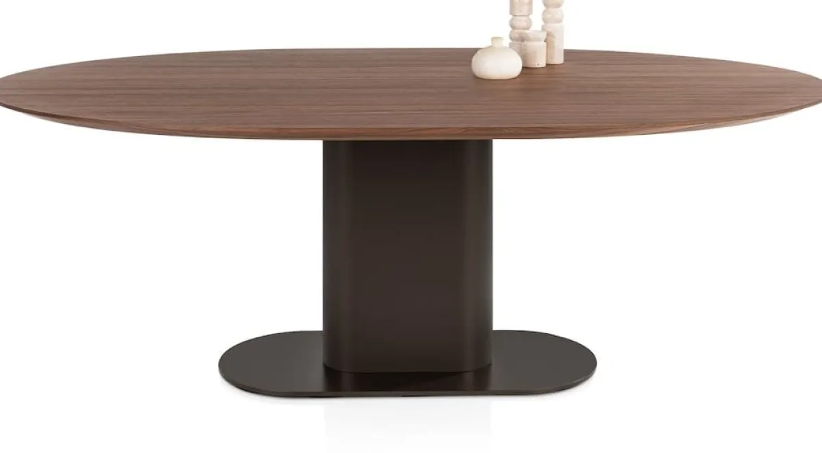 Sale XOOON Brianza, eetkamertafel 210 x 100 cm - walnoot fineer - Steel Brown