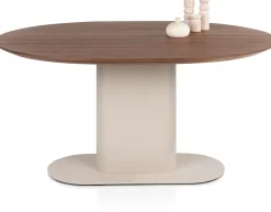 Clearance XOOON Brianza, eetkamertafel 150 x 120 cm - walnoot fineer - Creme