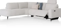 Discount XOOON Carini, hoekbank 2,5 zits arm rechts electrisch + ottomane links - Vada Ivory