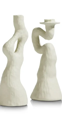 Outlet XOOON Debra abstracte kandelaar creme wit H30cm - COCOmaison