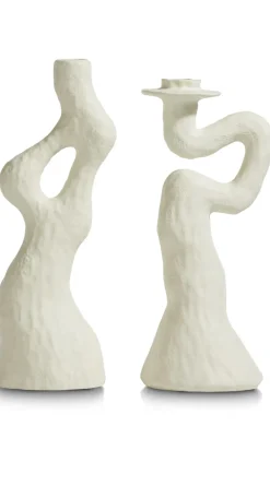 Outlet XOOON Debra abstracte kandelaar creme wit H30cm - COCOmaison
