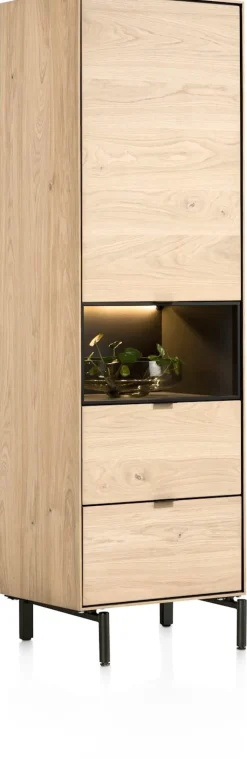 Discount XOOON Elements, bergkast smal - 60 cm. - 1-deur + 2-laden + 1-niche + led incl. metalen poten - natural