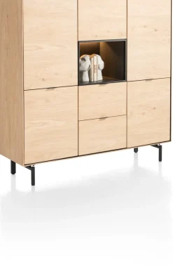 XOOON Elements, dressette 150 cm - 5-deuren + 2-laden + 1-niche + led incl. metalen poten - natural