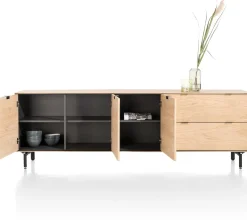 New XOOON Elements, dressoir 240 cm - 3-deuren + 2-laden incl. metalen poten - natural