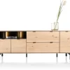 Hot XOOON Elements, dressoir 210 cm. - 3-deuren + 2-laden + 3-niches + led incl. metalen poten - natural