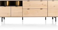 Hot XOOON Elements, dressoir 210 cm. - 3-deuren + 2-laden + 3-niches + led incl. metalen poten - natural