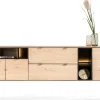 XOOON Elements, dressoir 240 cm. - 3-deuren + 2-laden + 5-niches + led incl. metalen poten - natural