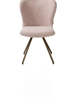 XOOON Ethan, eetkamerstoel - draaibaar steelbrown - 4-poot - stof Cloudy - Roze