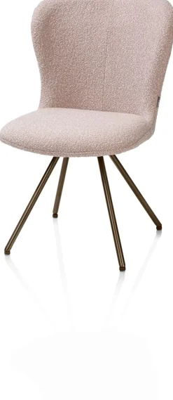 XOOON Ethan, eetkamerstoel - draaibaar steelbrown - 4-poot - stof Cloudy - Roze
