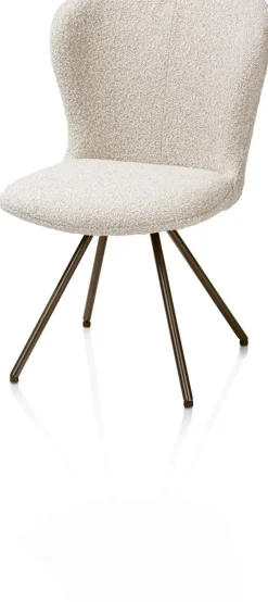 Outlet XOOON Ethan, eetkamerstoel - draaibaar steelbrown - 4-poot - stof Cloudy - beige