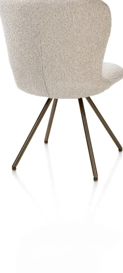 Outlet XOOON Ethan, eetkamerstoel - draaibaar steelbrown - 4-poot - stof Cloudy - beige