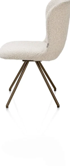 Outlet XOOON Ethan, eetkamerstoel - draaibaar steelbrown - 4-poot - stof Cloudy - beige