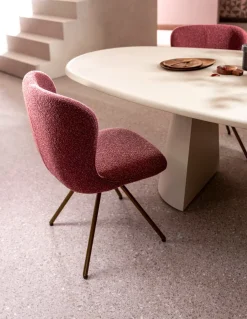 Discount XOOON Ethan, eetkamerstoel - draaibaar steelbrown - 4-poot - stof Cloudy - koper