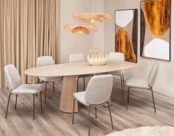 Clearance XOOON Fae, eetkamerstoel - 4-pootjes steelbrown - stof Bellini - Creme