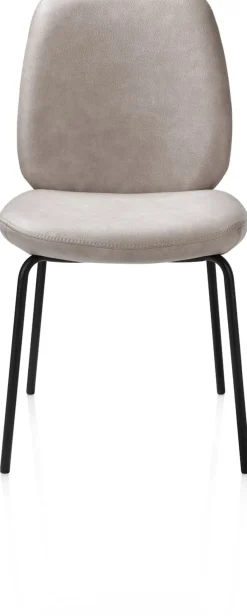 Discount XOOON Fae, eetkamerstoel - 4-pootjes rough off black - stof Pala - Lichtgrijs