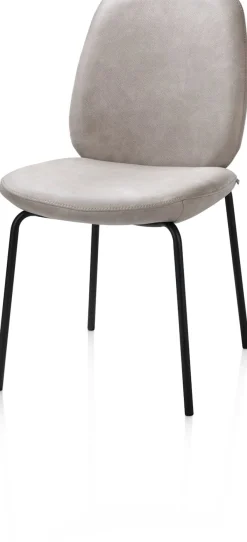 Discount XOOON Fae, eetkamerstoel - 4-pootjes rough off black - stof Pala - Lichtgrijs