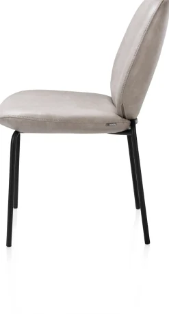 Discount XOOON Fae, eetkamerstoel - 4-pootjes rough off black - stof Pala - Lichtgrijs