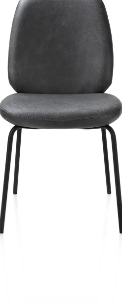 Discount XOOON Fae, eetkamerstoel - 4-pootjes rough off black - stof Pala - Antraciet