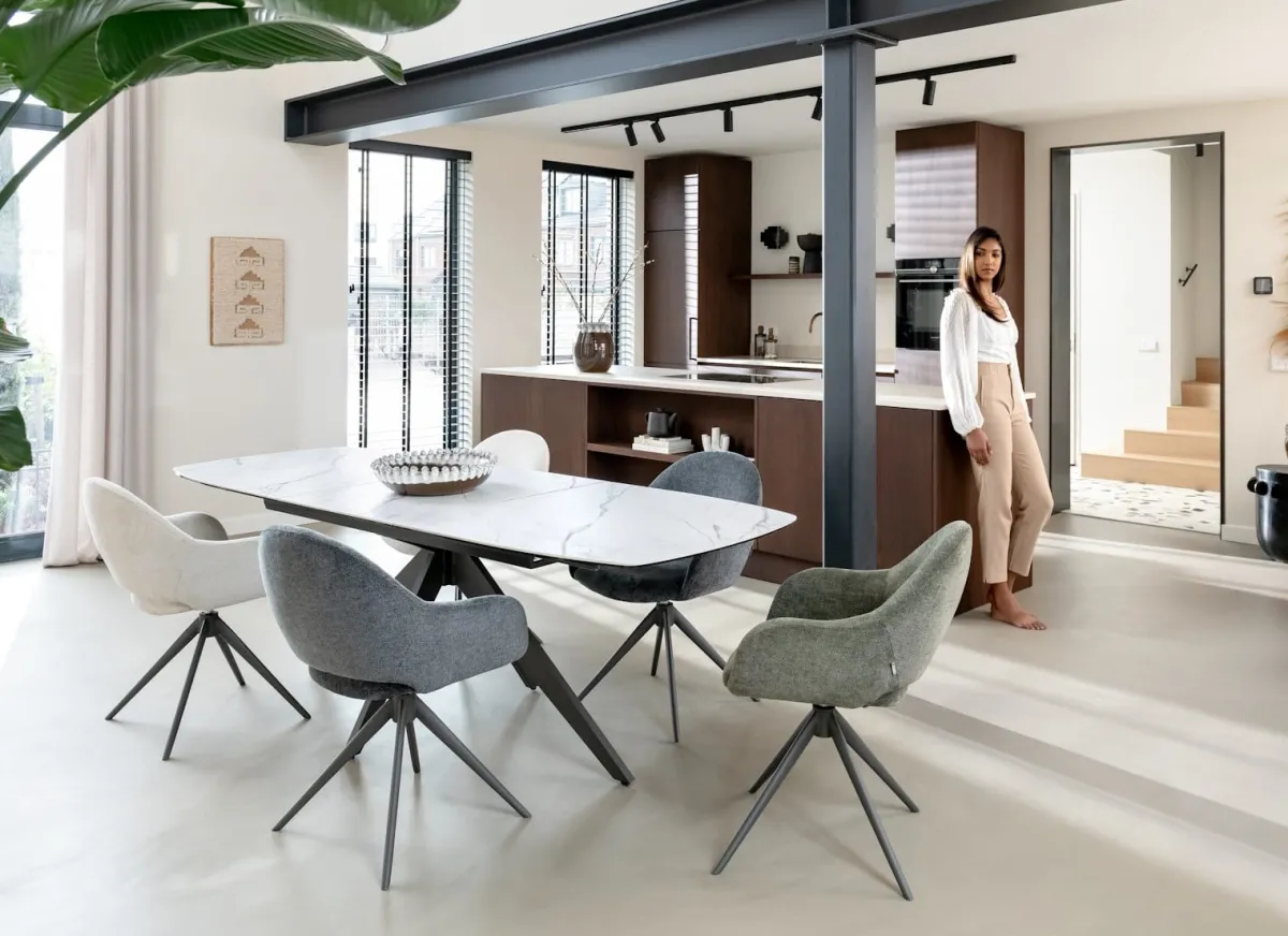 Clearance XOOON FINN armstoel terugdraai - stof Livigno - donkergroen