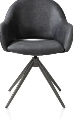 XOOON Finn, armstoel terugdraai - graphiet frame - stof Pala - Antraciet