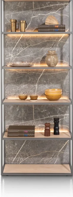 Online XOOON HELSINKI boekenkast 80 cm - 5-niches (+ LED) - eiken look